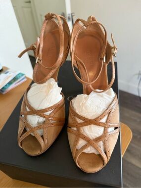 Gucci Beige Suede High-Heel Sandals